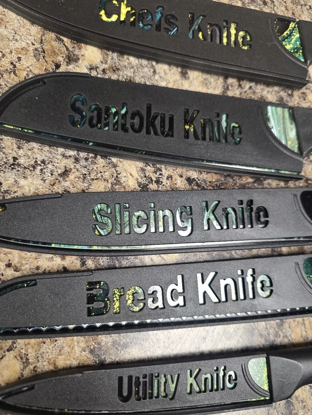 Black Multi-Piece Kitchen Knife Set with Sheaths